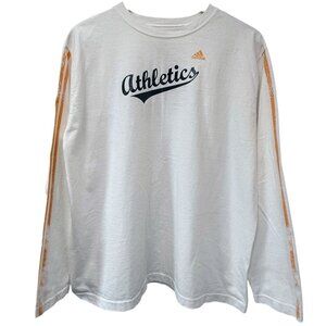ADIDAS Athletics Graphic Tee Womens Large White Long Sleeve Cotton